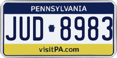 PA license plate JUD8983