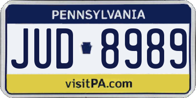 PA license plate JUD8989