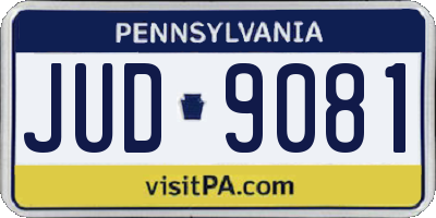 PA license plate JUD9081