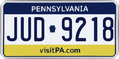 PA license plate JUD9218