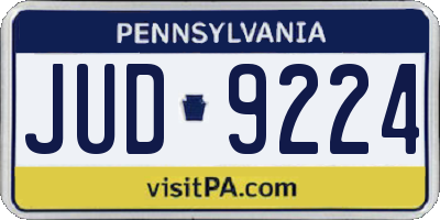PA license plate JUD9224