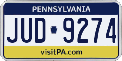 PA license plate JUD9274