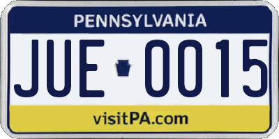PA license plate JUE0015
