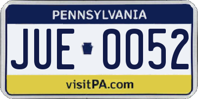 PA license plate JUE0052