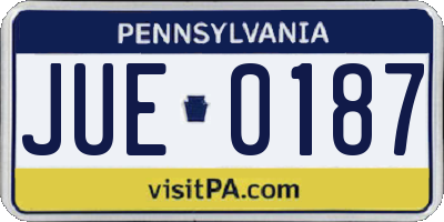 PA license plate JUE0187