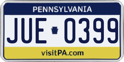 PA license plate JUE0399