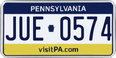 PA license plate JUE0574