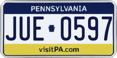PA license plate JUE0597