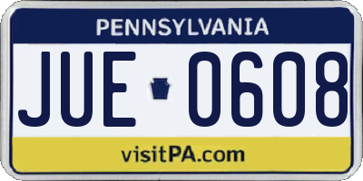 PA license plate JUE0608