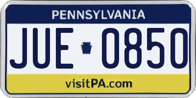 PA license plate JUE0850