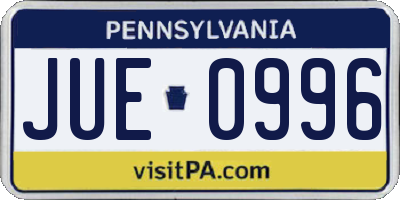 PA license plate JUE0996