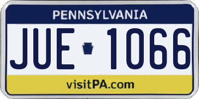 PA license plate JUE1066