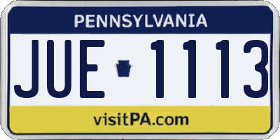 PA license plate JUE1113