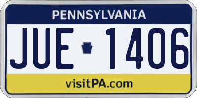 PA license plate JUE1406