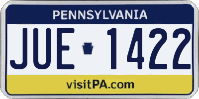 PA license plate JUE1422