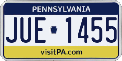PA license plate JUE1455