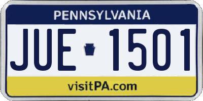 PA license plate JUE1501