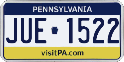PA license plate JUE1522