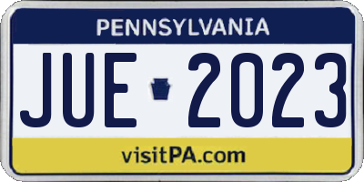 PA license plate JUE2023