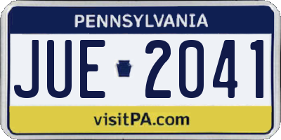 PA license plate JUE2041