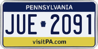 PA license plate JUE2091