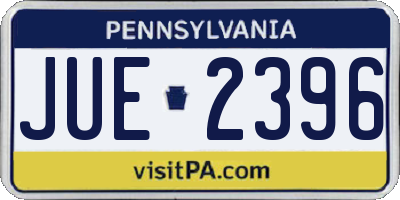 PA license plate JUE2396