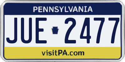 PA license plate JUE2477