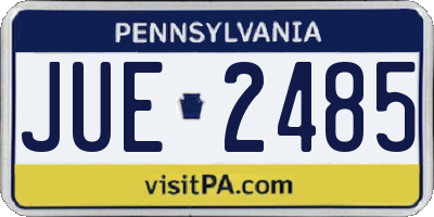 PA license plate JUE2485