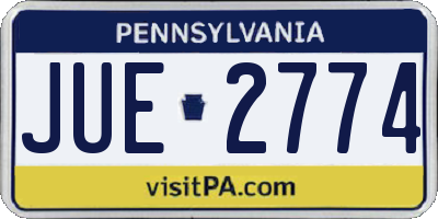 PA license plate JUE2774