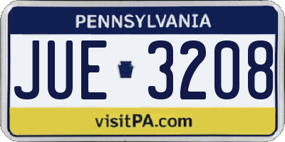 PA license plate JUE3208