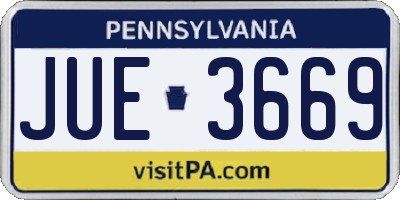 PA license plate JUE3669