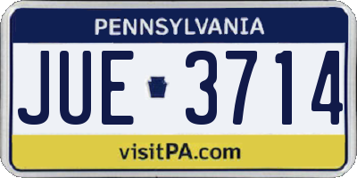 PA license plate JUE3714