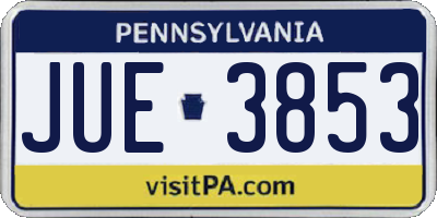 PA license plate JUE3853