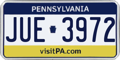 PA license plate JUE3972