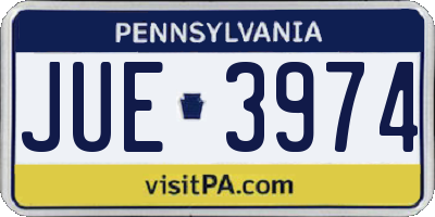 PA license plate JUE3974