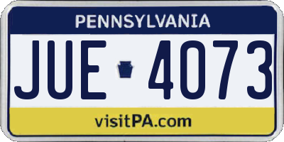 PA license plate JUE4073