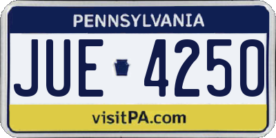 PA license plate JUE4250