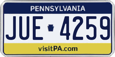 PA license plate JUE4259
