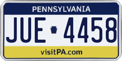 PA license plate JUE4458