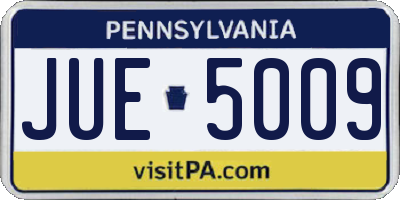 PA license plate JUE5009