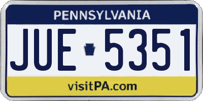 PA license plate JUE5351