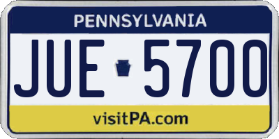 PA license plate JUE5700