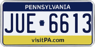 PA license plate JUE6613
