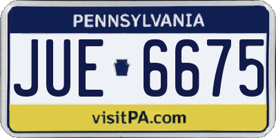 PA license plate JUE6675