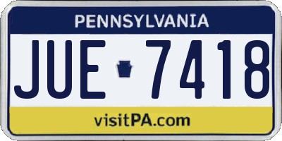 PA license plate JUE7418