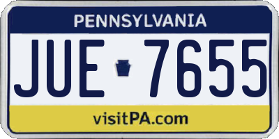 PA license plate JUE7655