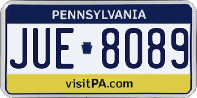 PA license plate JUE8089
