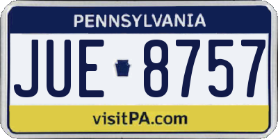 PA license plate JUE8757