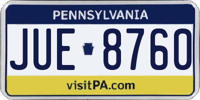 PA license plate JUE8760