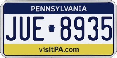 PA license plate JUE8935